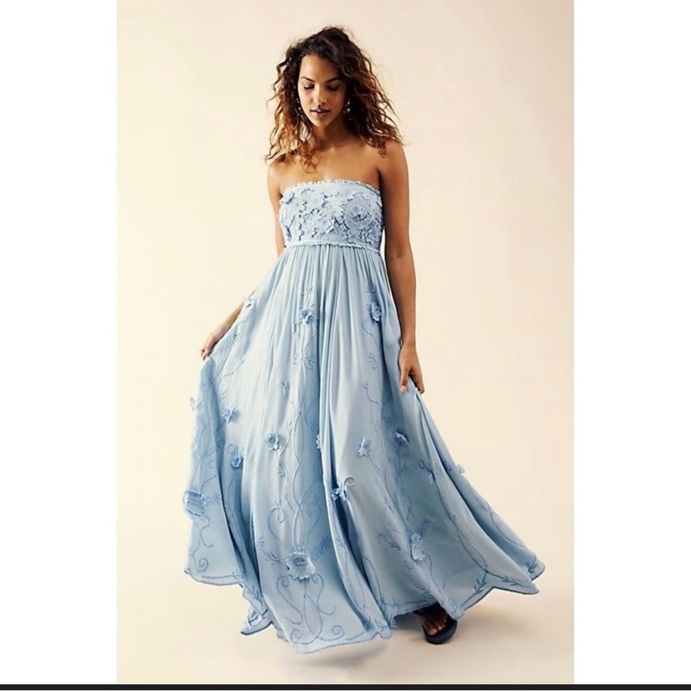 Free People Light Blue Strapless Dress